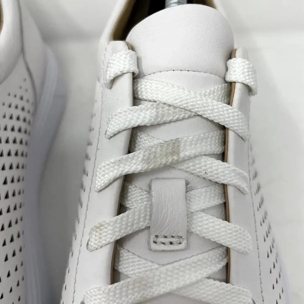 Under Armour White Perforated Leather Capeside Crew Sneakers Wmns 8.5